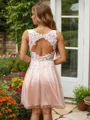 A-line V-Neck Delicate Sleeveless Short/Mini Tulle Homecoming Dresses