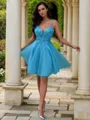 A-line V-Neck Stunning Sleeveless Short/Mini Homecoming Dresses