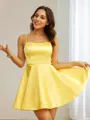 A-line Spaghetti Straps Charming Sleeveless Short/Mini Silk like Satin Homecoming Dresses