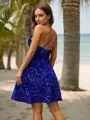 A-line One-Shoulder Bedazzling Sleeveless Short/Mini Velvet Sequins Homecoming Dresses