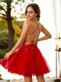 A-line V-Neck Timeless Sleeveless Short/Mini Tulle Homecoming Dresses
