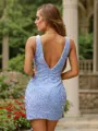 Sheath/Column V-Neck Scintillating Sleeveless Short/Mini Velvet Sequins Homecoming Dresses