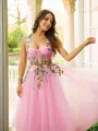 A-line Spaghetti Straps Pretty Sleeveless Tea-Length Tulle Homecoming Dresses