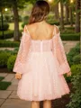 A-line Straps Glam Long Sleeves Knee-Length Homecoming Dresses