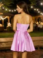 A-line Strapless Elegant Sleeveless Short/Mini Satin Homecoming Dresses