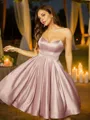A-line Sweetheart Delicate Sleeveless Knee-Length Charmeuse Homecoming Dresses