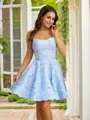 A-line Spaghetti Straps Elegant Sleeveless Short/Mini Lace Homecoming Dresses