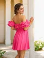 A-line Off-the-Shoulder Refined Short Sleeves Short/Mini Chiffon Homecoming Dresses
