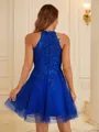 A-line Halter Feminine Sleeveless Short/Mini Tulle Homecoming Dresses