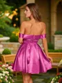 A-line Off-the-Shoulder Perfect Sleeveless Short/Mini Satin Homecoming Dresses