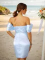 Sheath/Column Off-the-Shoulder Flattering Sleeveless Short/Mini Silk like Satin Homecoming Dresses
