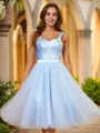 A-line Straps Timeless Sleeveless Knee-Length Tulle Homecoming Dresses