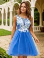 A-line Scoop Chic Sleeveless Short/Mini Tulle Homecoming Dresses