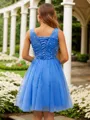 A-line Scoop Chic Sleeveless Short/Mini Tulle Homecoming Dresses