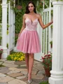 A-line V-Neck Dreamy Sleeveless Short/Mini Homecoming Dresses