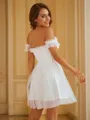 A-line Off-the-Shoulder Simple Sleeveless Short/Mini Tulle Homecoming Dresses