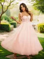 A-line Spaghetti Straps Unique Sleeveless Ankle-Length Homecoming Dresses