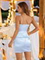 Sheath/Column V-Neck Crisp Sleeveless Short/Mini Silk like Satin Homecoming Dresses