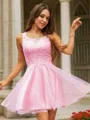 A-line Scoop Refined Sleeveless Short/Mini Tulle Homecoming Dresses