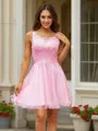 A-line Scoop Refined Sleeveless Short/Mini Tulle Homecoming Dresses