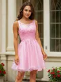 A-line Scoop Refined Sleeveless Short/Mini Tulle Homecoming Dresses