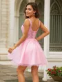 A-line Scoop Refined Sleeveless Short/Mini Tulle Homecoming Dresses