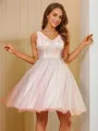 A-line V-Neck Chic Sleeveless Short/Mini Homecoming Dresses