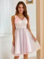 A-line V-Neck Chic Sleeveless Short/Mini Homecoming Dresses