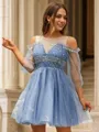 A-line Scoop Balanced 3/4 Sleeves Short/Mini Homecoming Dresses