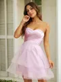 A-line Sweetheart Classic Sleeveless Short/Mini Tulle Homecoming Dresses