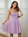 A-line V-Neck Delicate Sleeveless Short/Mini Homecoming Dresses