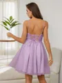A-line V-Neck Delicate Sleeveless Short/Mini Homecoming Dresses