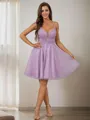 A-line V-Neck Delicate Sleeveless Short/Mini Homecoming Dresses