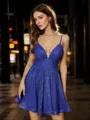 A-line Dreamy Spaghetti Straps Short/Mini Homecoming Dress With Sequin