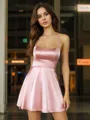 Unique A-line Spaghetti Straps Silk like Satin Short/Mini Homecoming Dress With Other