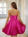 A-line Pretty Strapless Silk like Satin Short/Mini Homecoming Dress With Pleated
