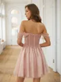 A-line Delicate Off-the-Shoulder Corset Short/Mini Homecoming Dress With Sequin