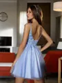 A-line Dazzling Spaghetti Straps Tulle Short/Mini Homecoming Dress With Sequin