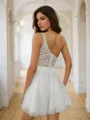 A-line Flattering One-Shoulder Tulle Short/Mini Homecoming Dress With Appliques Lace