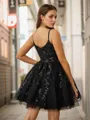 Gorgeous Ball-Gown V-neck Tulle Short/Mini Homecoming Dress With Appliques Lace
