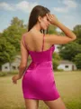 Chic Sheath/Column V-neck Silk like Satin Corset Short/Mini Homecoming Dress