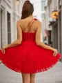 Glam Ball-Gown One-Shoulder Tulle Corset Short/Mini Homecoming Dress With Appliques Lace