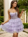 A-line Refined Strapless Corset Short/Mini Homecoming Dress With Beading