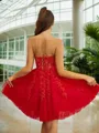 A-line Charming Sweetheart Tulle Corset Short/Mini Homecoming Dress With Appliques Lace