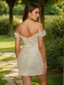 Sheath/Column Classy Off-the-Shoulder Short/Mini Homecoming Dress With Pleated