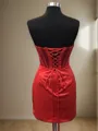 Sheath/Column Polished Straight Silk like Satin Corset Short/Mini Homecoming Dress With Pleated