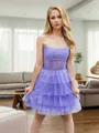Elegant A-line Straight Corset Short/Mini Homecoming Dress With Cascading Ruffles