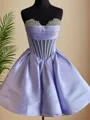 Stylish A-line Sweetheart Satin Corset Short/Mini Homecoming Dress With Beading
