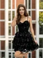 A-line Flowing Spaghetti Straps Tulle Corset Short/Mini Homecoming Dress With Cascading Ruffles