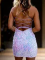 Fashion Sheath Spaghetti Straps Sequin Short/Mini Homecoming Dress
